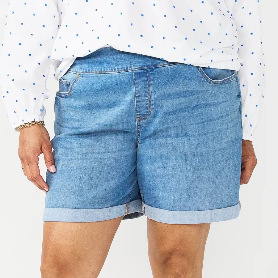 Shorts * | Plus Size Croft & Barrow Elastic-Waist Pull-On Shorts