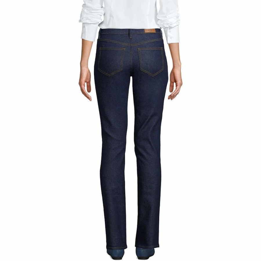 Jeans * | Women'S Lands' End Mid-Rise Straight Leg Jeans River Rinse