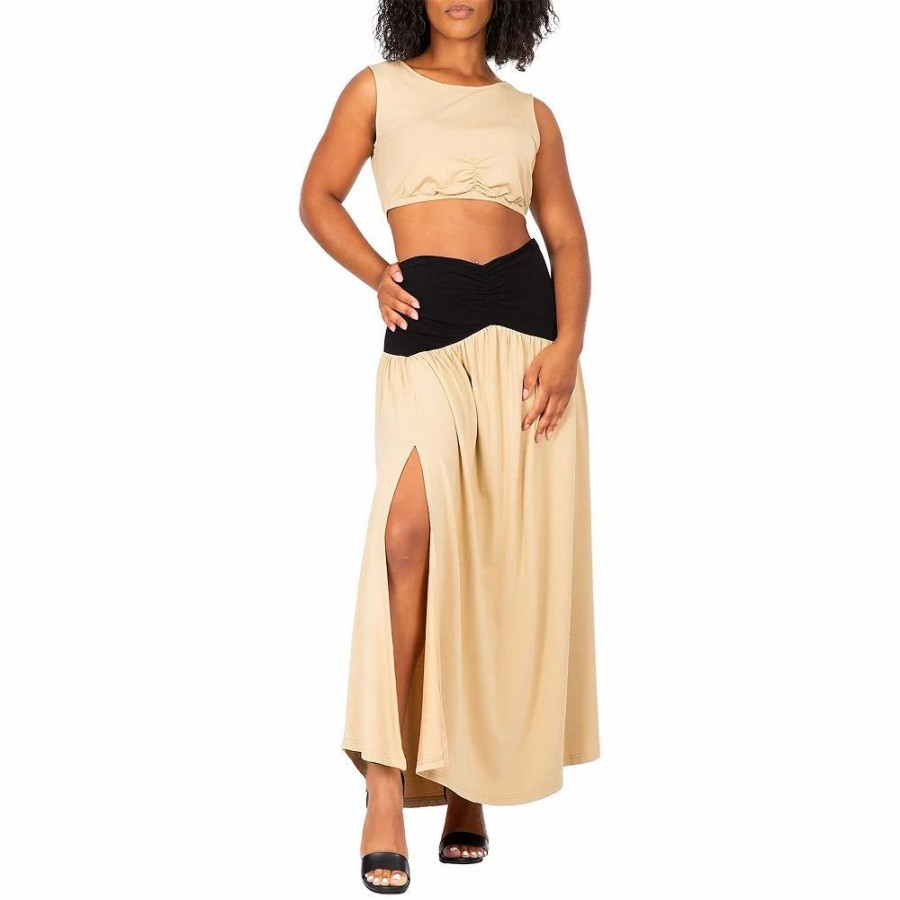 Skirts & Skorts * | Poetic Justice Women'S V Waist A Line Side Slit Flared Maxi Skirt