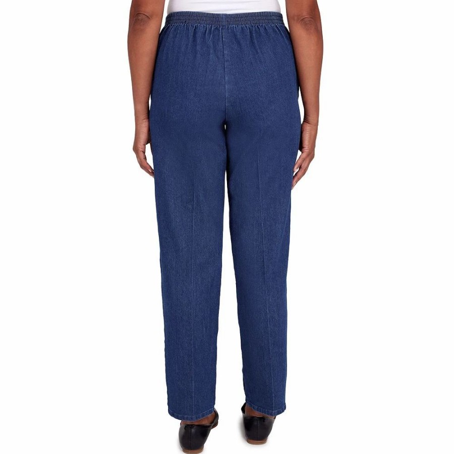 Pants * | Petite Alfred Dunner Bright Idea Pull-On Straight-Leg Jeans