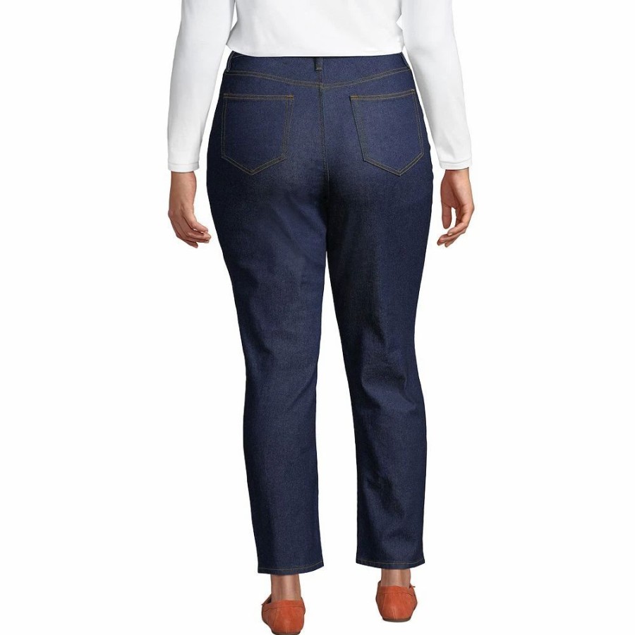 Jeans * | Plus Size Lands' End Recover High-Rise Straight-Leg Ankle Jeans River Rinse