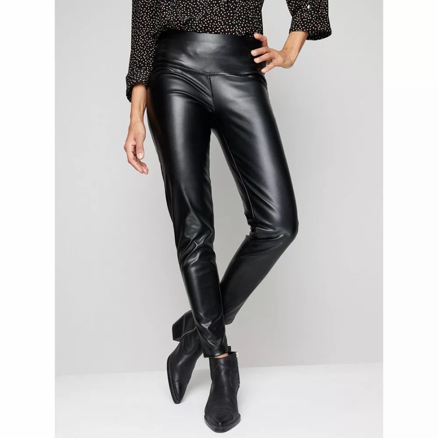 Pants * | Dressbarn Roz & Ali Women'S Stretch Faux Leather Leggings