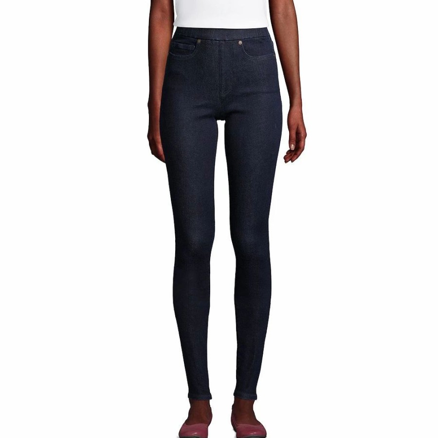 Jeans * | Women'S Lands' End High-Rise Brushed Pull-On Jeans