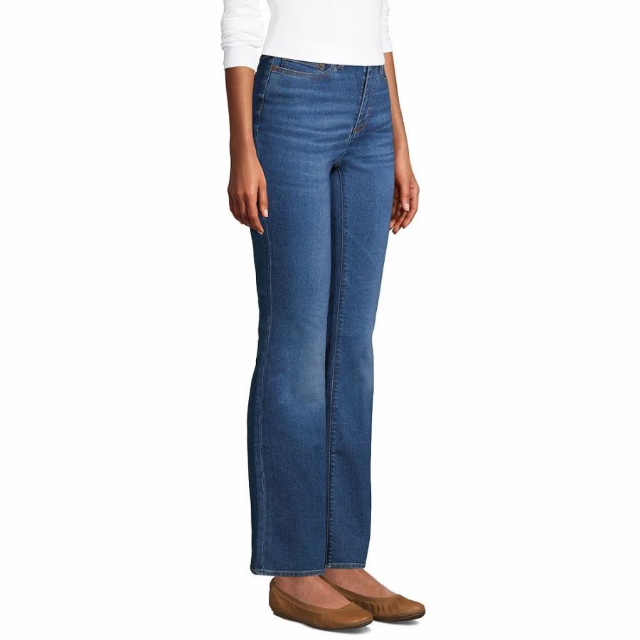 Jeans * | Women'S Lands' End High-Rise Bootcut Jeans River Rinse