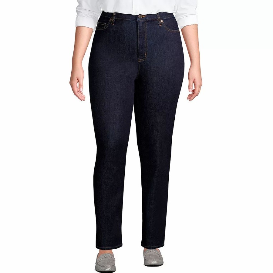 Jeans * | Plus Size Lands' End High Rise Straight-Leg Ankle Jeans