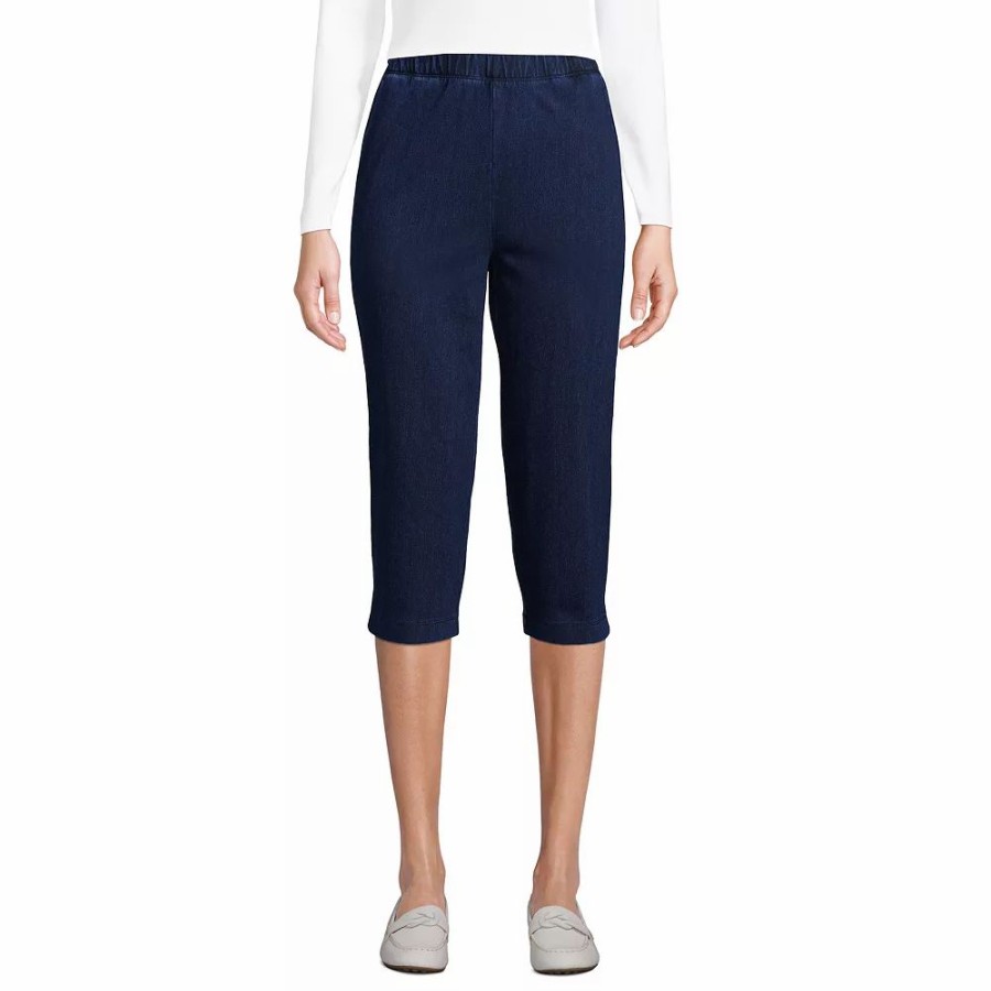 Pants * | Women'S Tall Lands' End Sport Knit Denim Pull-On Capri Pants