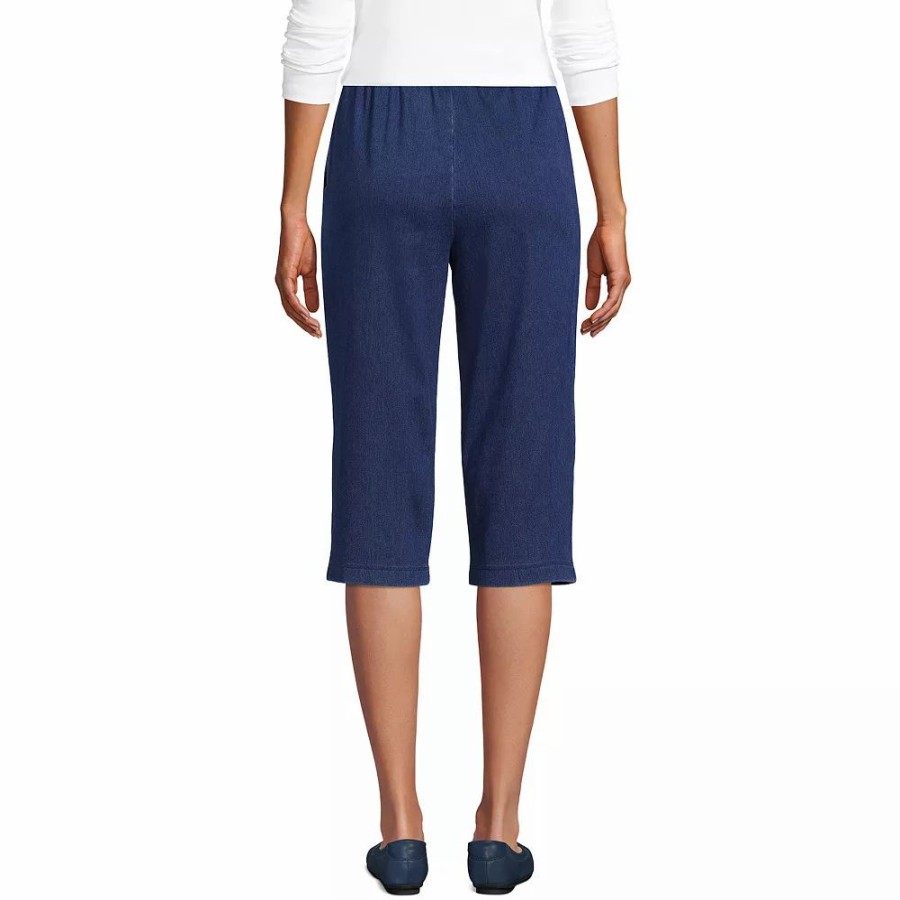 Pants * | Women'S Tall Lands' End Sport Knit Denim Pull-On Capri Pants