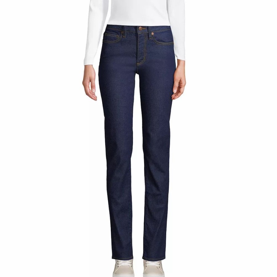 Jeans * | Women'S Lands' End Mid-Rise Boyfriend Jeans River Rinse