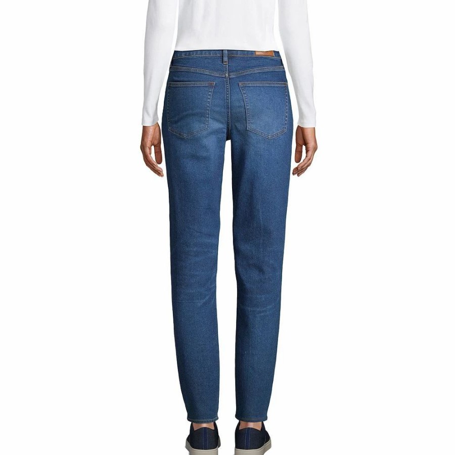 Jeans * | Women'S Lands' End Mid-Rise Boyfriend Jeans River Rinse