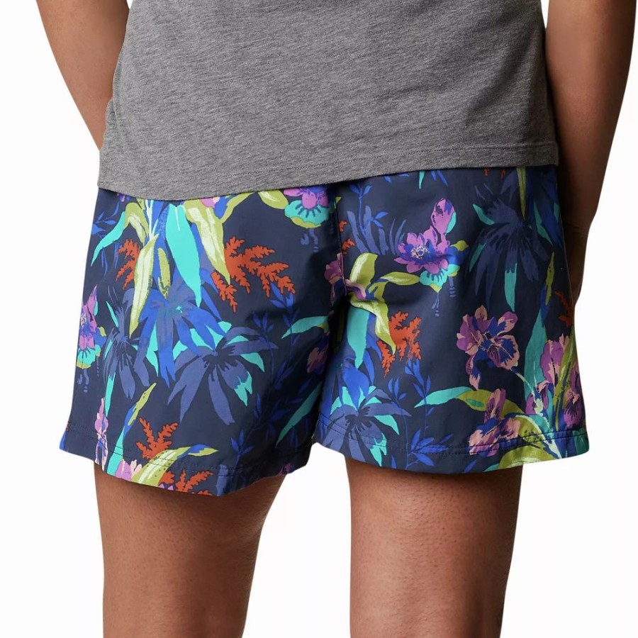 Shorts * | Plus Size Columbia Sandy River Print Water-Repellent Active Shorts Purple Lotus Pop Flor