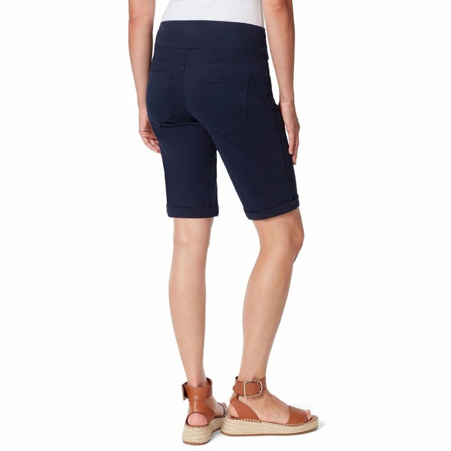 Shorts * | Petite Gloria Vanderbilt Amanda Wide-Waistband Bermuda Jean Shorts