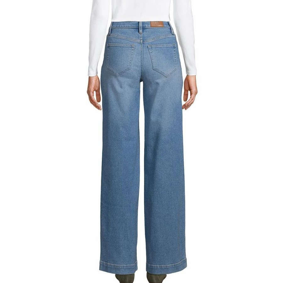 Jeans * | Women'S Lands' End High-Rise Wide Leg Jeans River Rinse