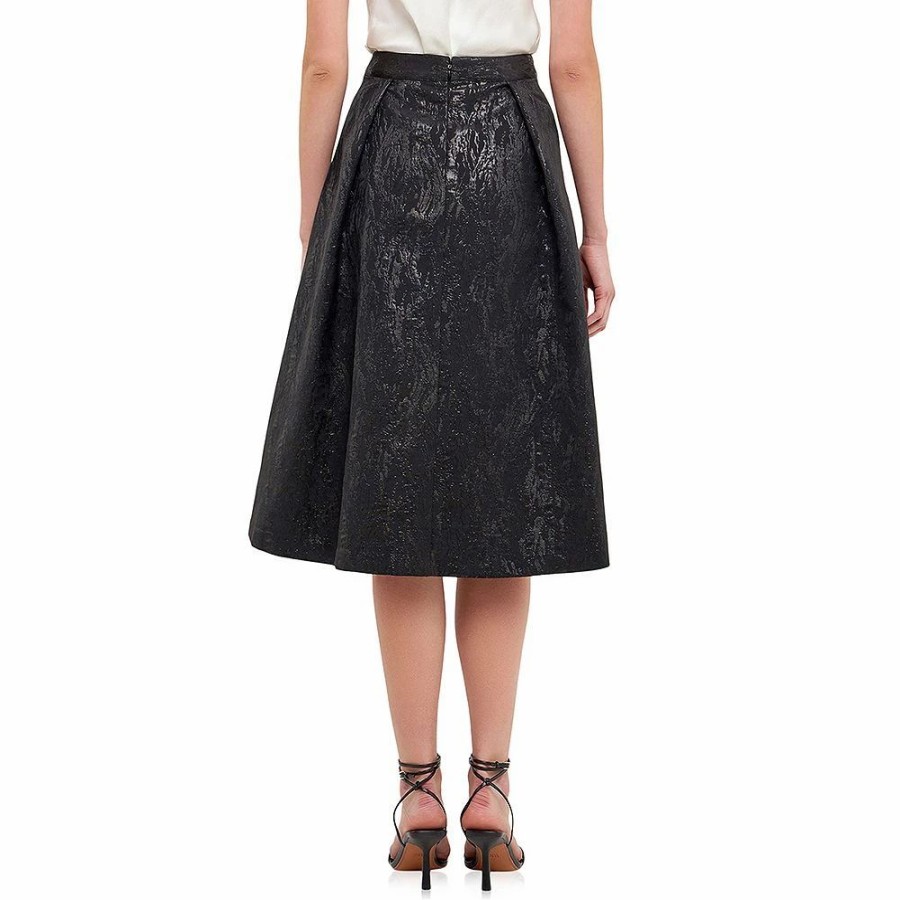 Skirts & Skorts * | Endless Rose Metallic Jacquard Flare Midi Skirt