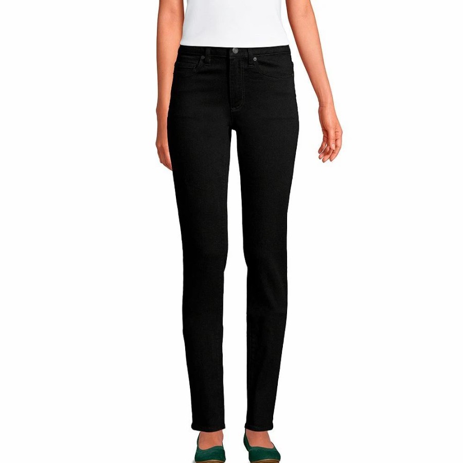 Jeans * | Petite Lands' End Midrise Straight-Leg Jeans Black