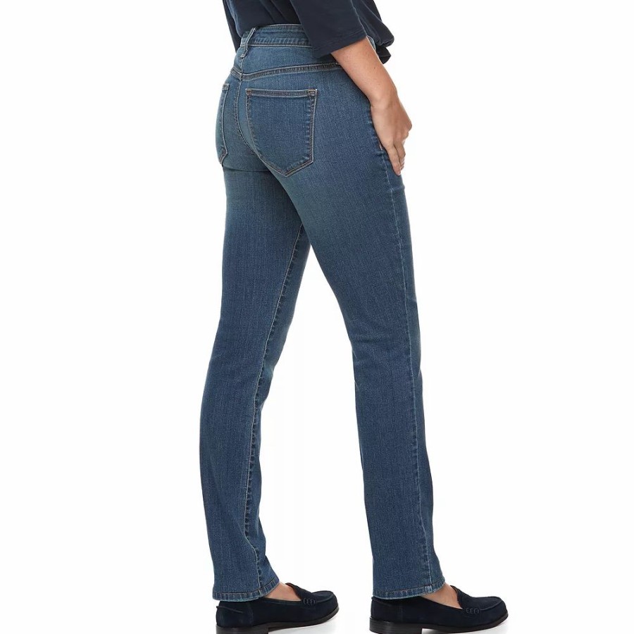 Jeans * | Petite Sonoma Goods For Life Supersoft Midrise Slim Straight-Leg Jeans