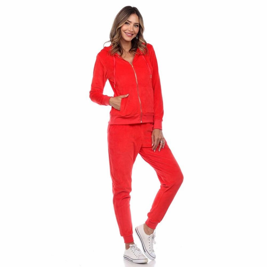 Pants * | Women'S White Mark 2-Piece Velour Hoodie & Jogger Pants Set