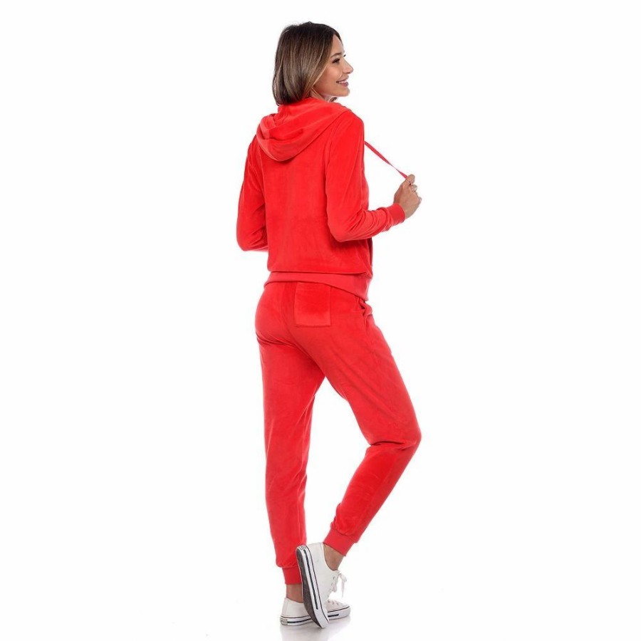 Pants * | Women'S White Mark 2-Piece Velour Hoodie & Jogger Pants Set