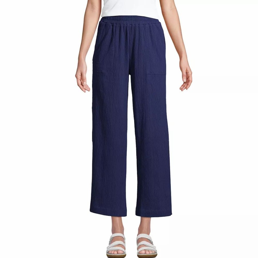 Crops & Capris * | Petite Lands' End High-Rise Wide Leg Knit Pants