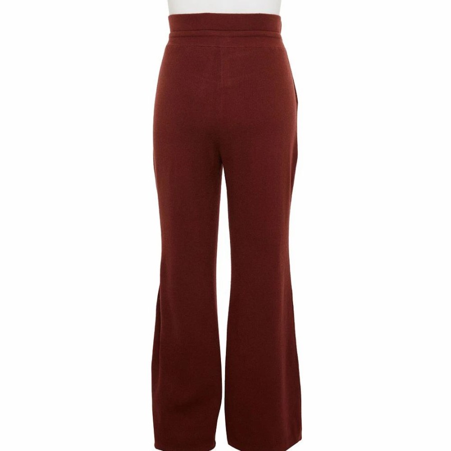 Pants * | Plus Size Flx Ribbed High-Waisted Flared Sweater Pants