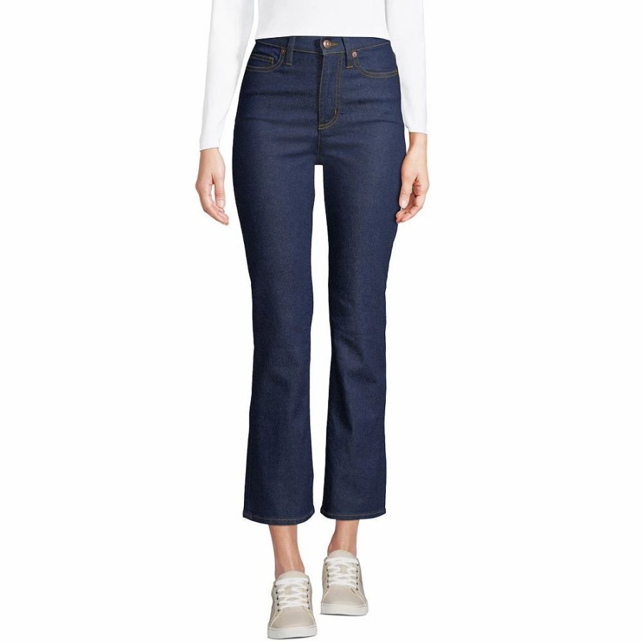 Jeans * | Women'S Lands' End High-Rise Cropped Flare Jeans River Rinse