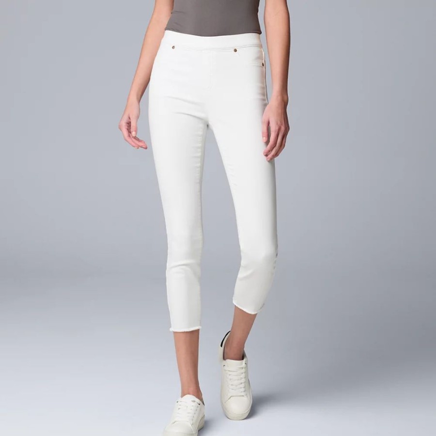 Crops & Capris * | Women'S Simply Vera Vera Wang Mid Rise Shaping Capri Denim Leggings