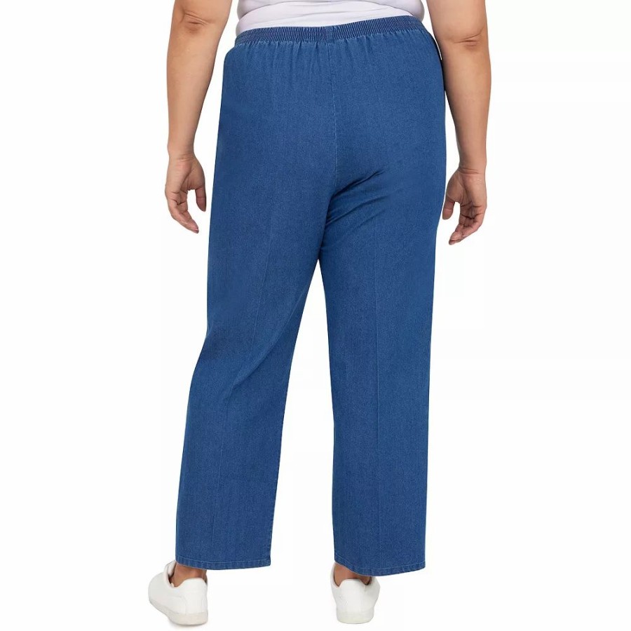 Jeans * | Plus Size Alfred Dunner Shenedoah Valley Denim Pull-On Straight-Leg Pants