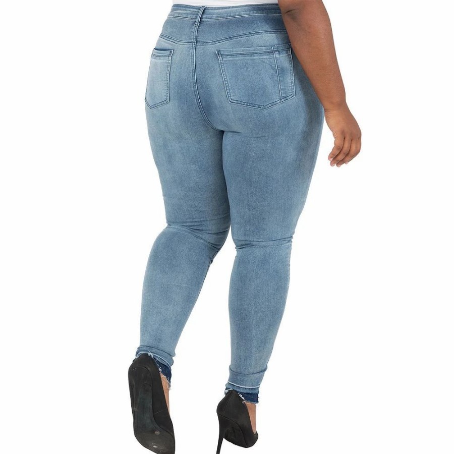 Jeans * | Poetic Justice Plus Size Women'S Curvy Fit Corrine Frayed Hem Distressed Jeans