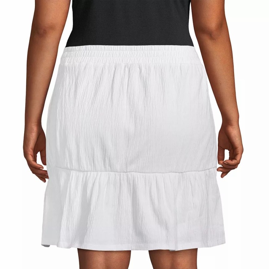 Skirts & Skorts * | Plus Size Lands' End Crinkle Pull-On Tiered Skirt