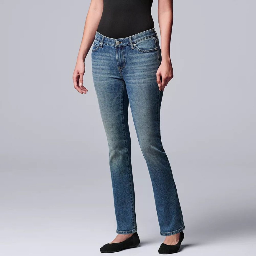 Jeans * | Women'S Simply Vera Vera Wang Slim Straight Leg Jeans