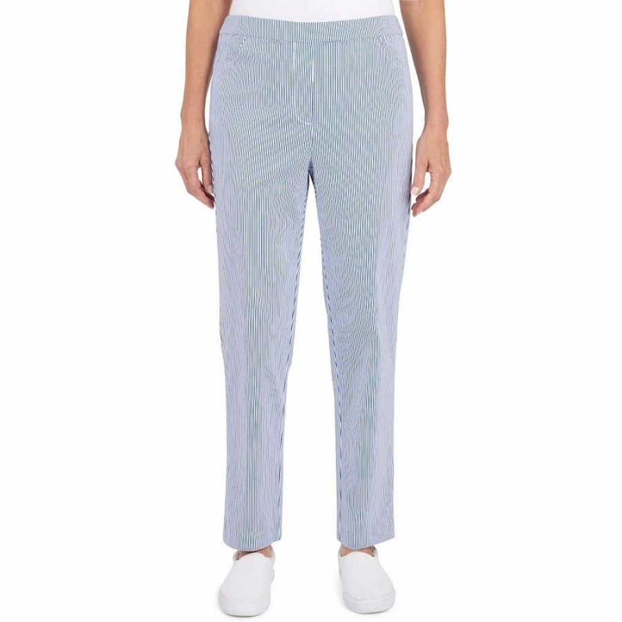 Pants * | Petite Alfred Dunner Peace Of Mind Stripe Allure Straight-Leg Pants