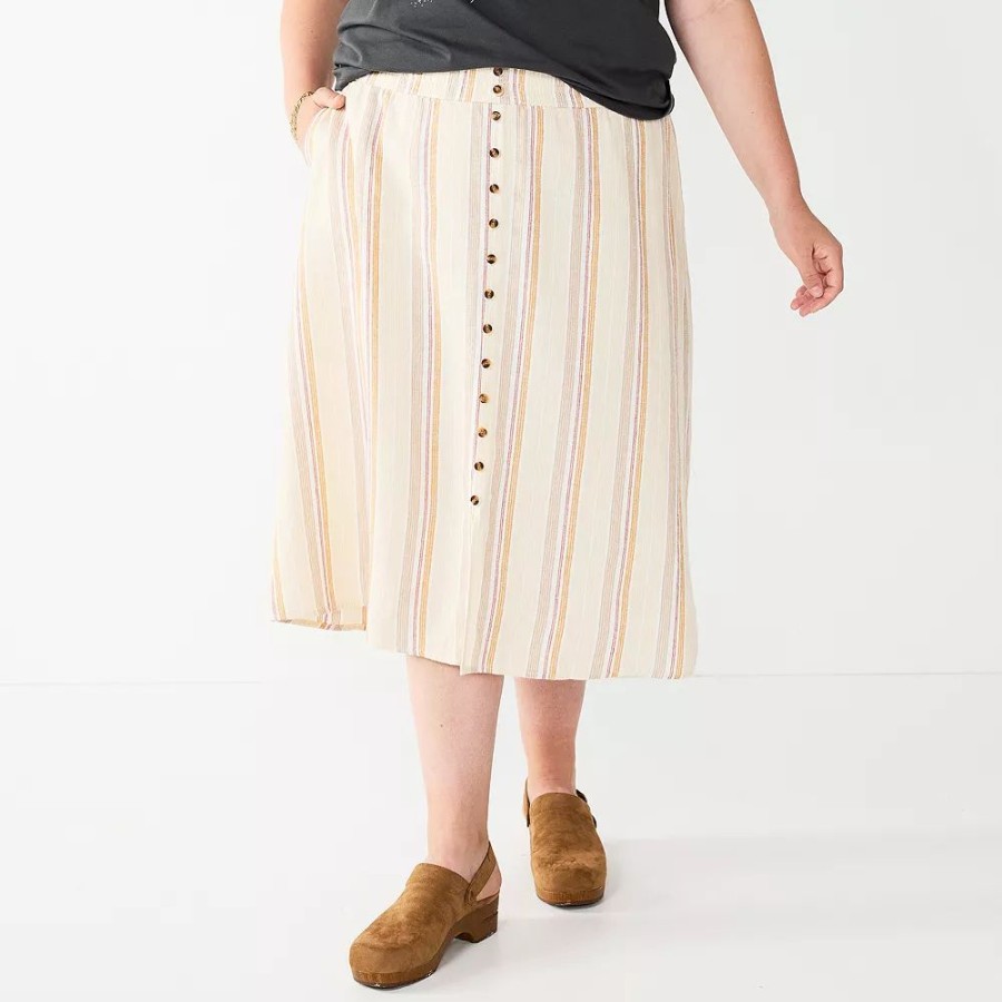 Skirts & Skorts * | Plus Size Sonoma Goods For Life Vented Button-Front Midi Skirt