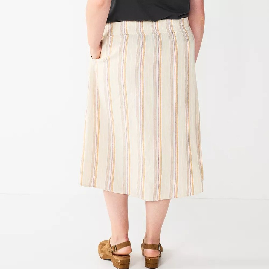 Skirts & Skorts * | Plus Size Sonoma Goods For Life Vented Button-Front Midi Skirt