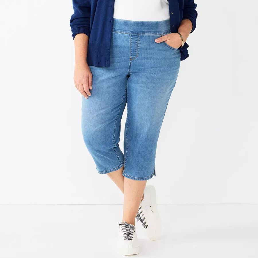 Crops & Capris * | Plus Size Croft & Barrow Pull-On Denim Capri