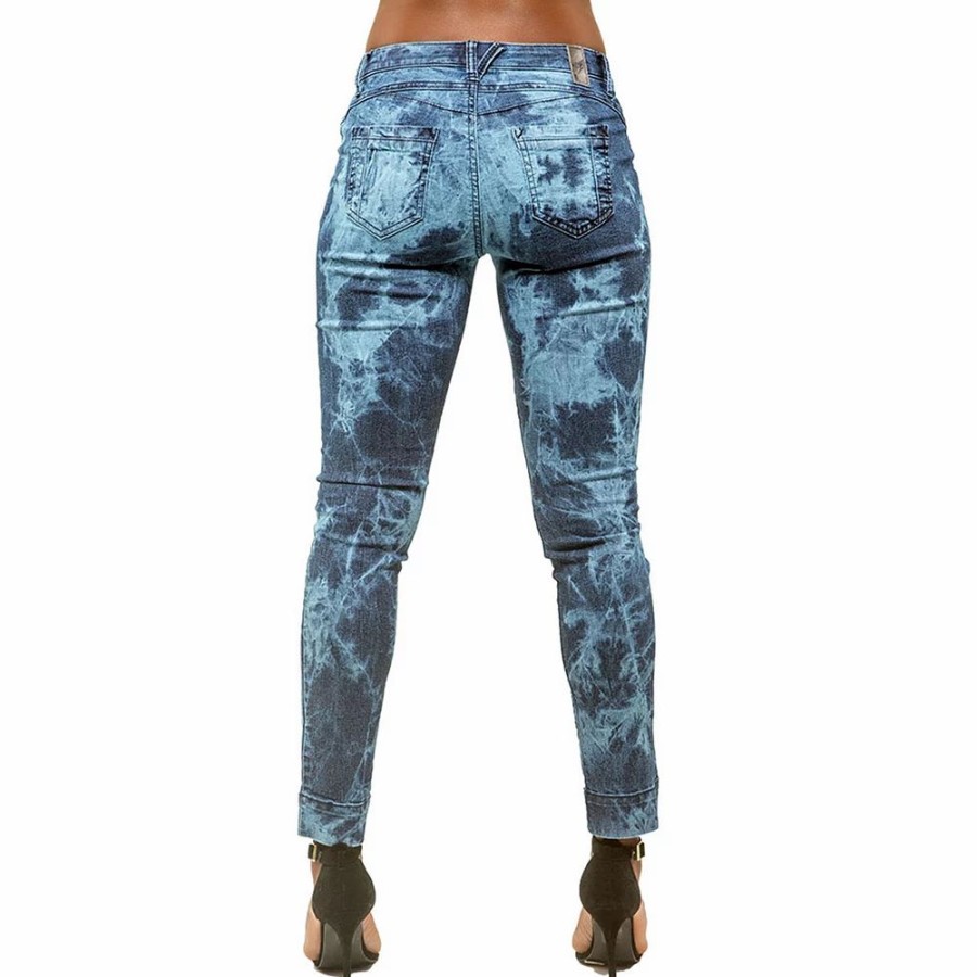 Jeans * | Poetic Justice Women Curvy Fit Stretch Denim Rustic Destroyed Skinny Ankle Jeans