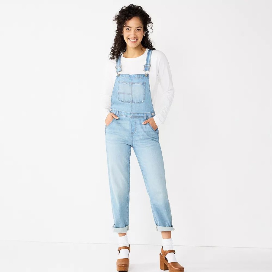 Jeans * | Women'S Sonoma Goods For Life Cropped Jean Overalls