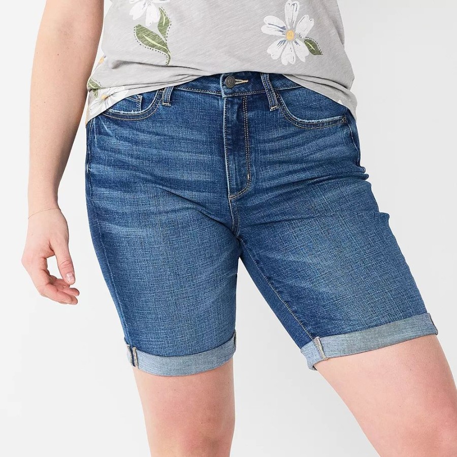 Shorts * | Women'S Sonoma Goods For Life Denim Bermuda Shorts