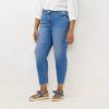 Jeans * | Plus Size Lc Lauren Conrad Raw-Hem Mid-Rise 5-Pocket Skinny Jeans