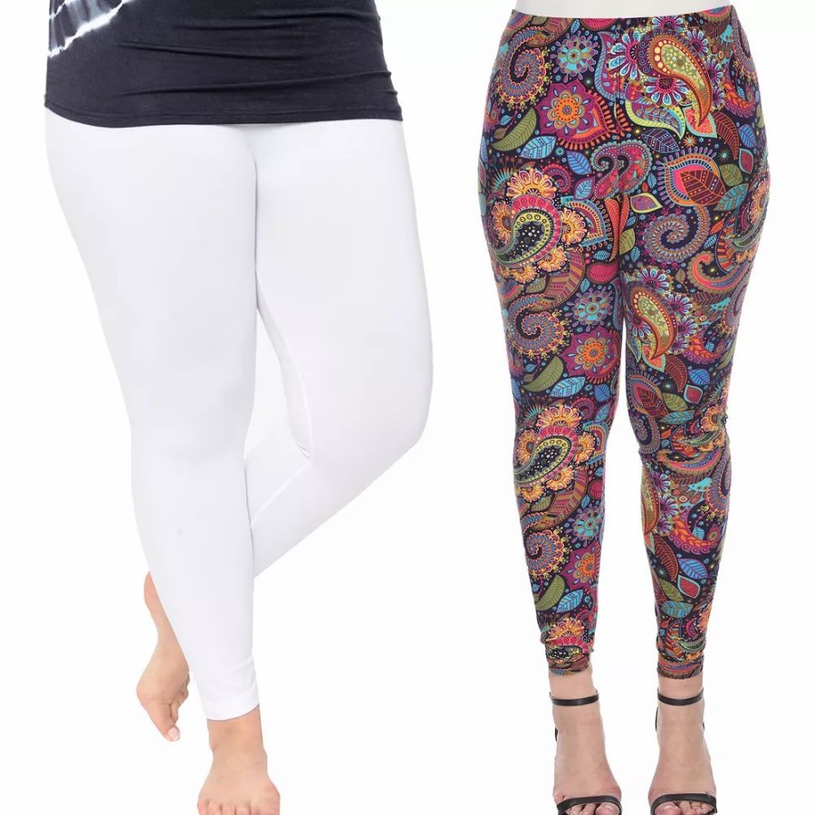 Pants * | Plus Size White Mark 2-Pack Leggings