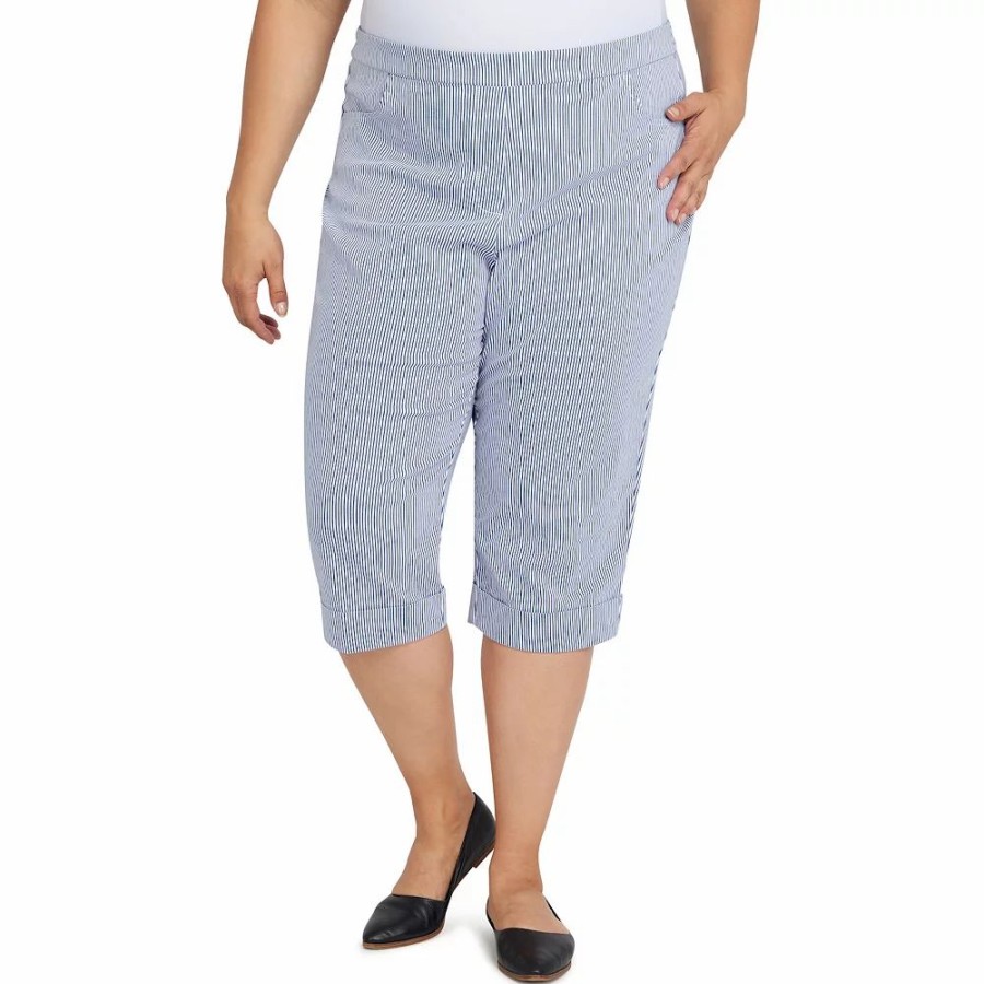 Crops & Capris * | Plus Size Alfred Dunner Peace Of Mind Stripe Allure Capri Pants