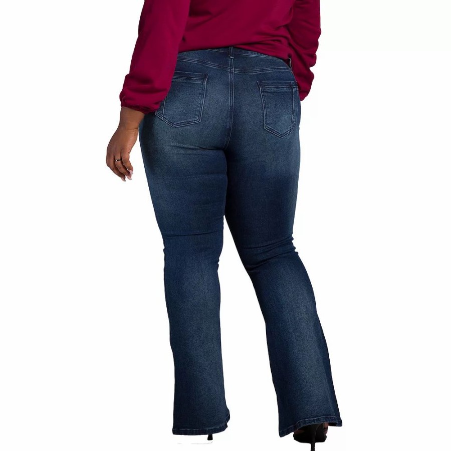 Jeans * | Poetic Justice Women'S Plus Size Mid Rise Flare Jean