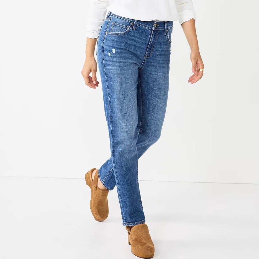 Jeans * | Women'S Sonoma Goods For Life High-Waisted Boyfriend Jeans