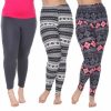 Pants * | Plus Size White Mark 3 Pack Printed Leggings