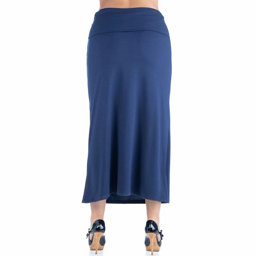 Skirts & Skorts * | Plus Size 24Seven Comfort Apparel Comfortable Foldover Waistband Maxi Skirt