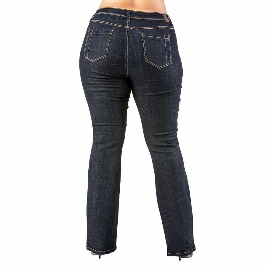 Jeans * | Poetic Justice Plus Size Women'S Curvy Fit Stretch Denim Slim Boot Cut Jeans