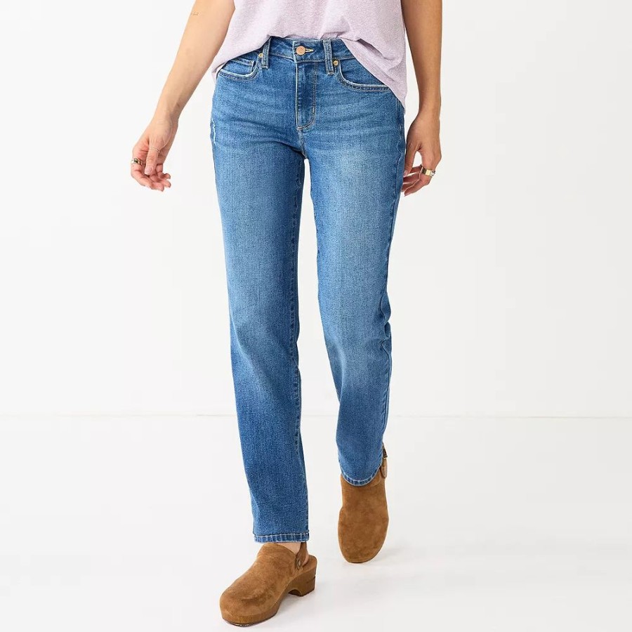 Jeans * | Women'S Sonoma Goods For Life Straight-Leg High-Waisted Curvy Jeans