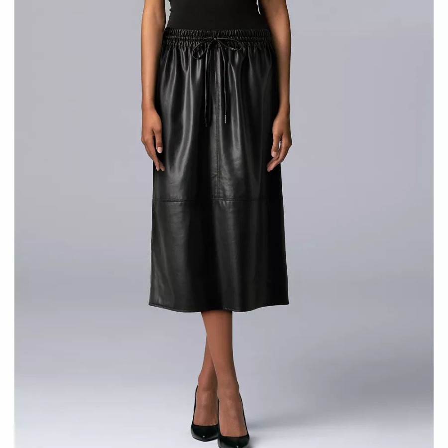 Skirts & Skorts * | Women'S Simply Vera Vera Wang Faux-Leather Midi Skirt