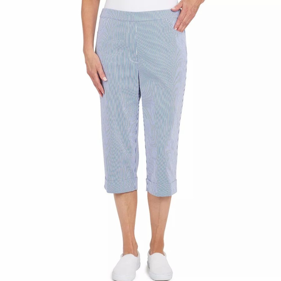 Crops & Capris * | Petite Alfred Dunner Peace Of Mind Stripe Allure Clamdigger Capri Pants