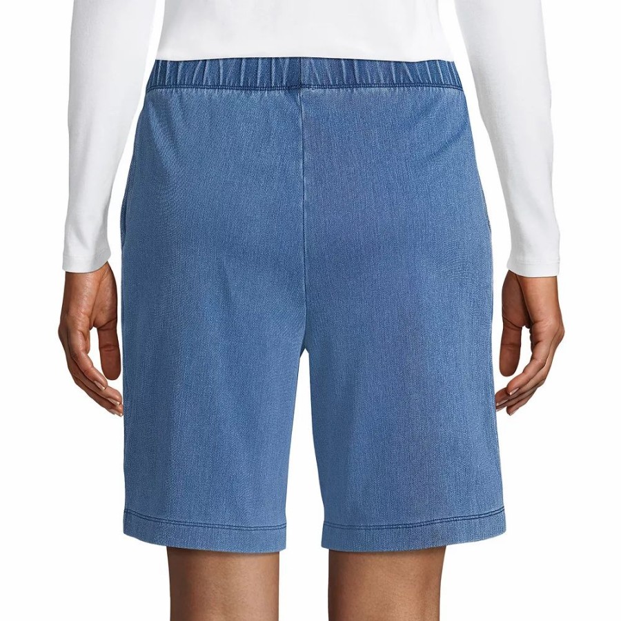 Shorts * | Petite Lands' End Sport Knit Pull-On Denim Shorts