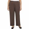 Pants * | Plus Size Alfred Dunner Sorrento Pull-On Heather Microfiber Pants Mocha Heather