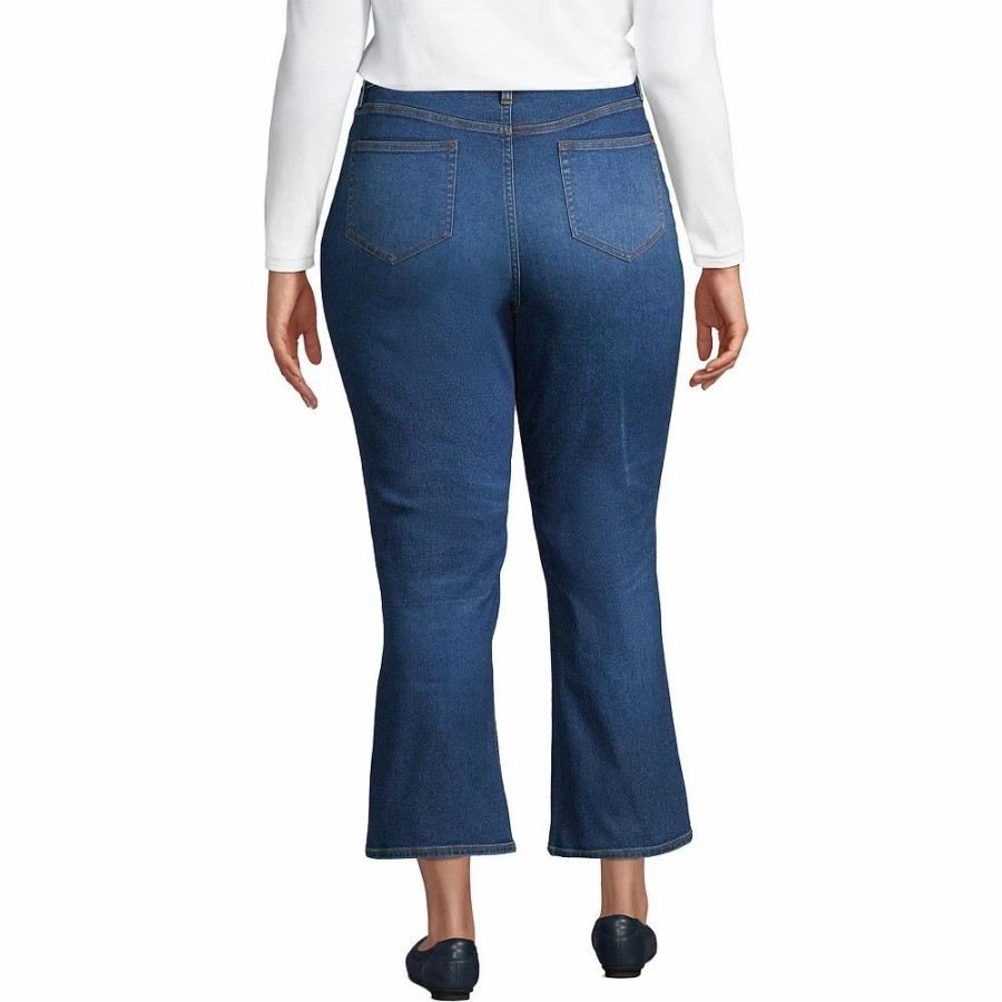 Jeans * | Plus Size Lands' End Recover Cropped Flare Leg Jeans River Rinse